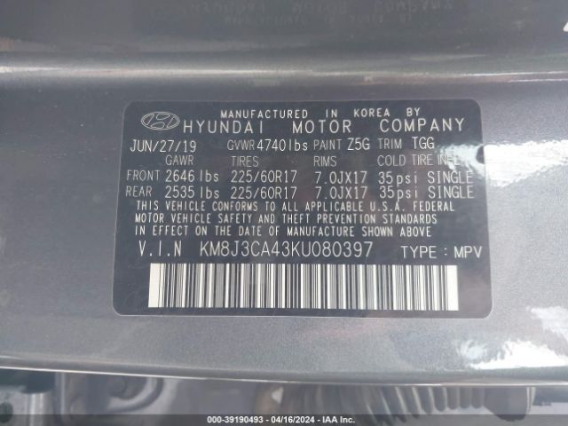 KM8J3CA43KU080397 Hyundai Tucson Value