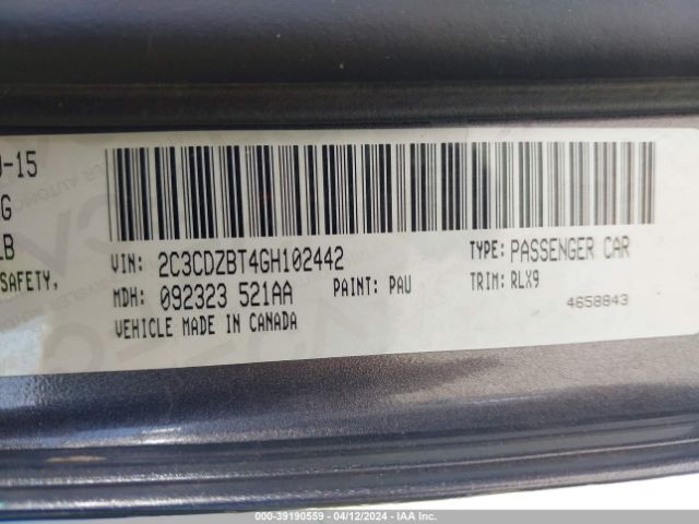 2C3CDZBT4GH102442 Dodge Challenger R/t Plus