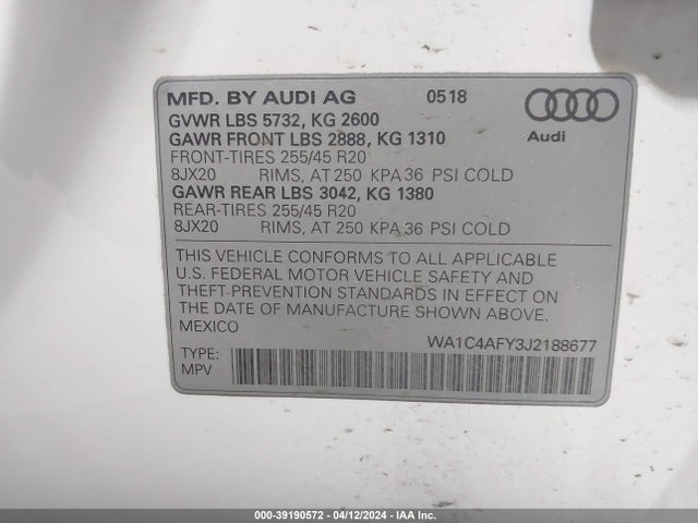 WA1C4AFY3J2188677 Audi Sq5 3.0t Premium Plus