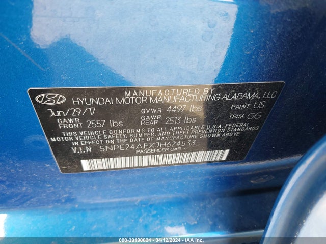 Hyundai SONATA SE 2018 5NPE24AFXJH624533 Image 9