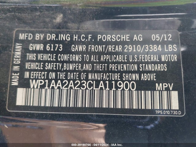 2012 PORSCHE CAYENNE WP1AA2A23CLA11900 Photo 8