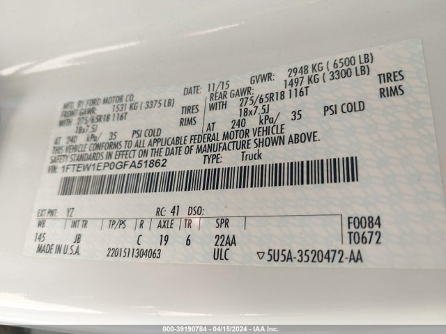 Ford F-150 Xlt 2016 1FTEW1EP0GFA51862 Image 9