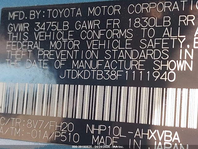 Toyota Prius C One 2015 JTDKDTB38F1111940 Image 9