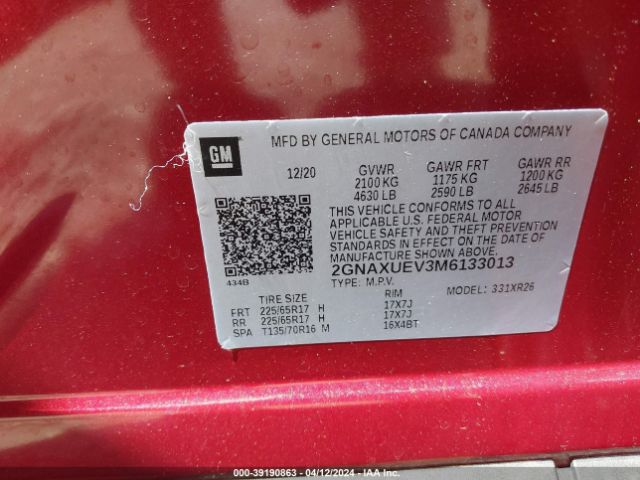 2GNAXUEV3M6133013 Chevrolet Equinox Awd Lt