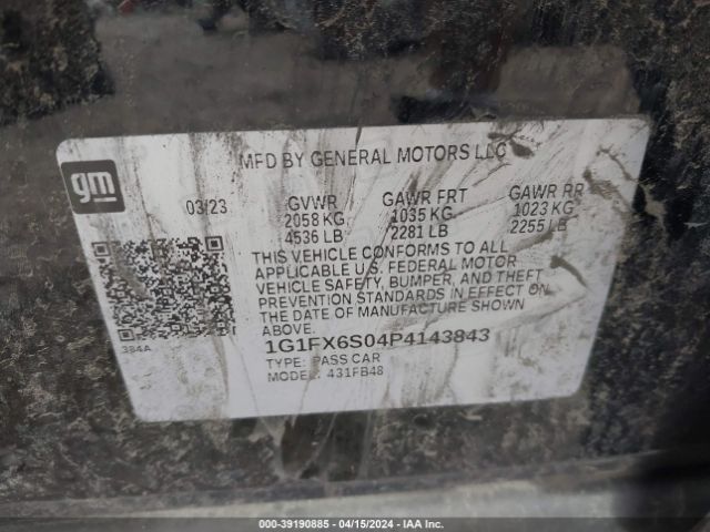 1G1FX6S04P4143843 Chevrolet Bolt Ev Fwd 2lt