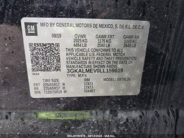 3GKALMEV0LL159619 GMC Terrain Fwd Sle