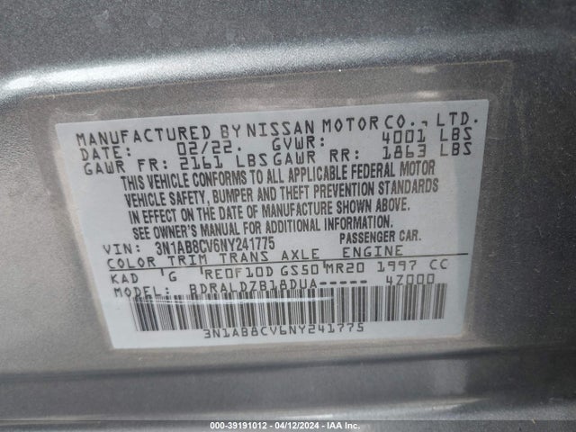 Nissan Sentra Sv Xtronic Cvt 2022 3N1AB8CV6NY241775 Image 9
