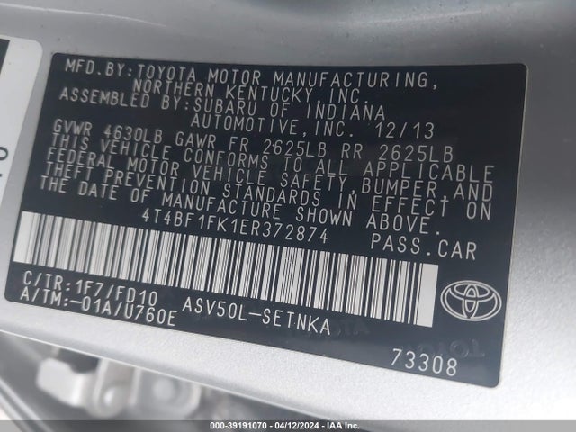Toyota CAMRY LE 2014 4T4BF1FK1ER372874 Image 9