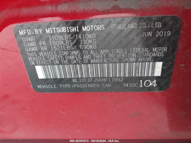 ML32F3FJ5KHF17992 Mitsubishi Mirage G4 Es