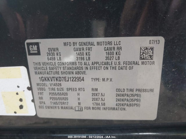 GMC Acadia Denali 2014 1GKKVTKD7EJ122954 Image 9
