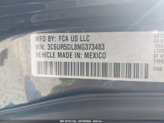 3C6UR5DL8NG373483 RAM 2500 Big Horn  4x4 6'4 Box