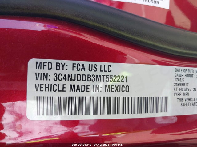 3C4NJDDB3MT552221 Jeep Compass Trailhawk 4x4