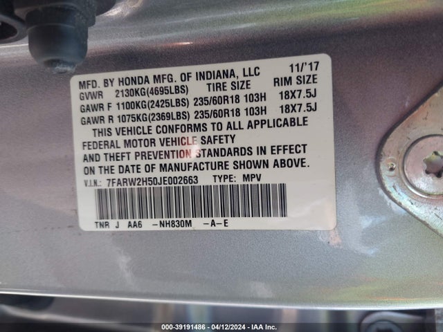 Honda CR-V EX 2018 7FARW2H50JE002663 Image 9
