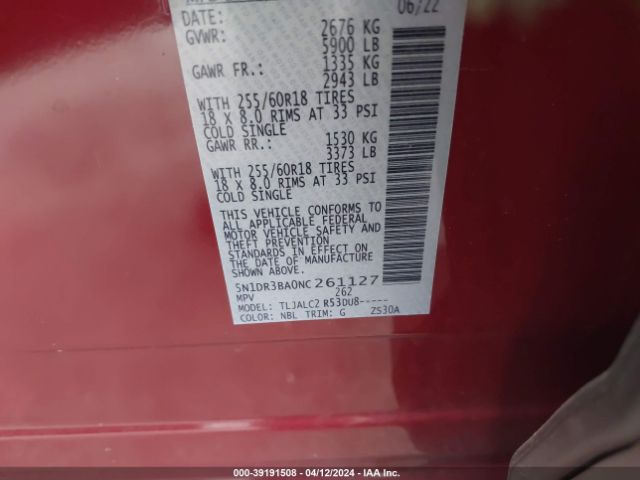 5N1DR3BA0NC261127 Nissan Pathfinder Sv 2wd