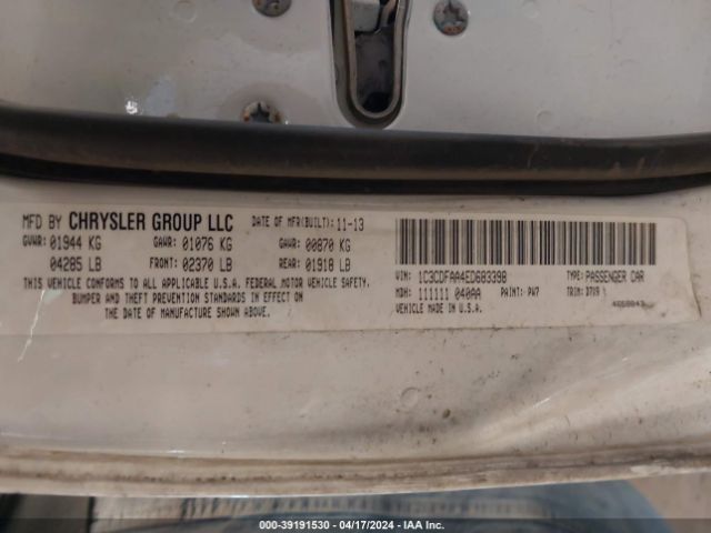 1C3CDFAA4ED683398 Dodge DART SE