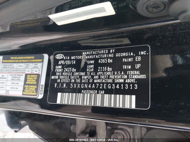 KIA OPTIMA EX 2014 5XXGN4A72EG341313 Image 9