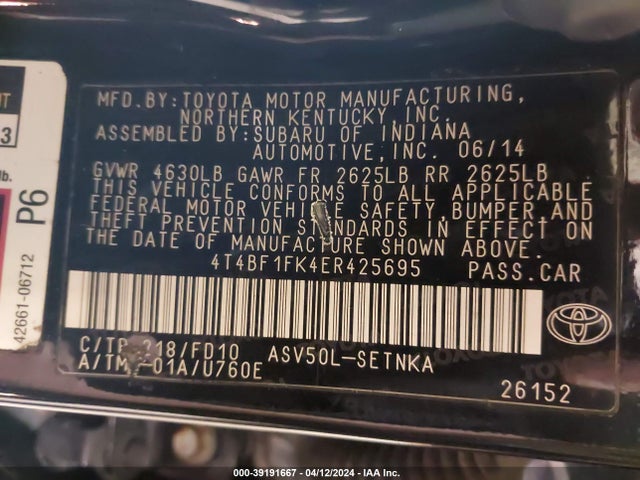 Toyota CAMRY LE 2014 4T4BF1FK4ER425695 Image 9