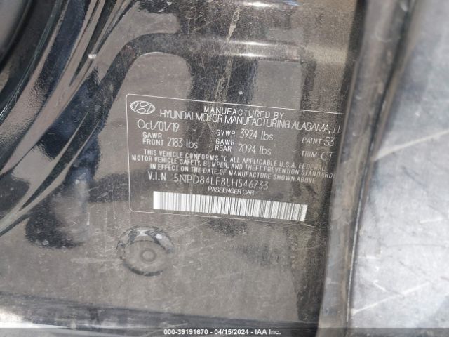 5NPD84LF8LH546733 Hyundai ELANTRA SEL