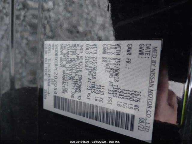 5N1DR3CC8PC202054 Nissan Pathfinder Sl 4wd