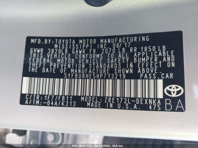 2017 TOYOTA COROLLA 5YFBURHE5HP713219 Photo 8