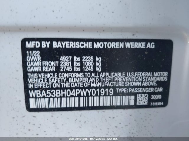 WBA53BH04PWY01919 BMW 530 I