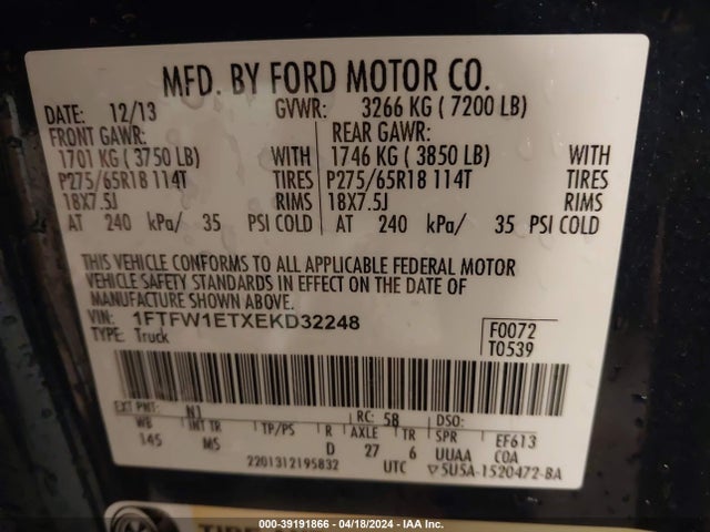 Ford F-150 Xlt 2014 1FTFW1ETXEKD32248 Image 9