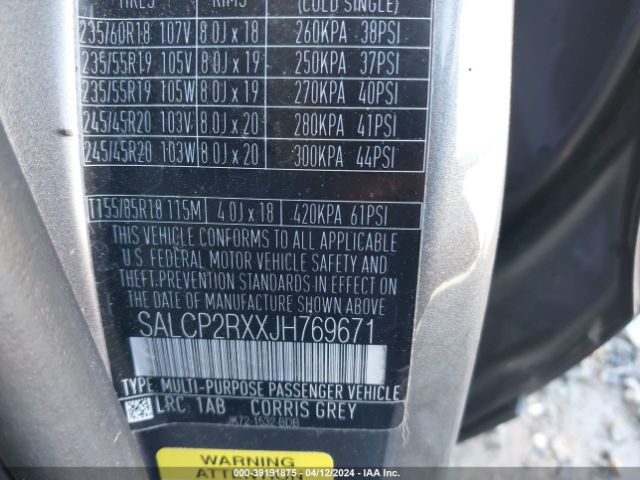 SALCP2RXXJH769671 Land Rover Discovery Sport Se