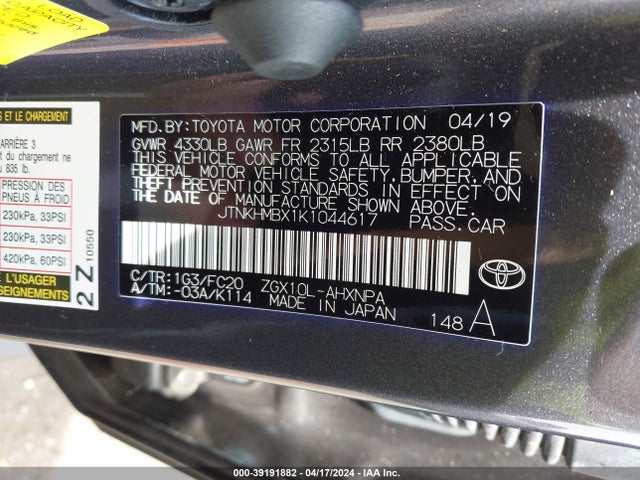 Toyota C-HR LE 2019 JTNKHMBX1K1044617 Image 9