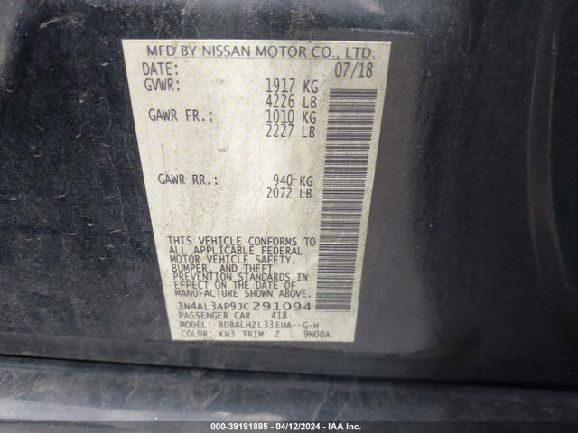 Nissan Altima 2.5 Sr 2018 1N4AL3AP9JC291094 Image 9