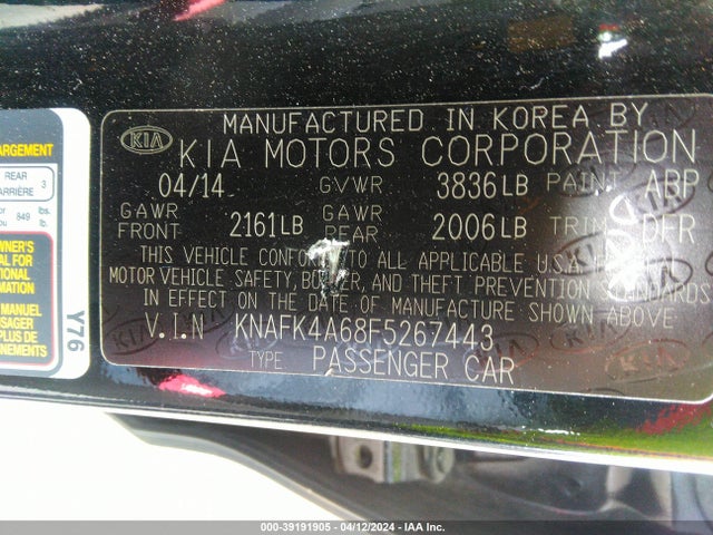 KIA FORTE LX 2015 KNAFK4A68F5267443 Image 9