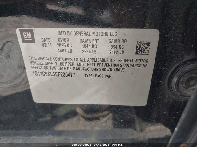 Chevrolet MALIBU 1LT 2014 1G11C5SL5EF236477 Image 9