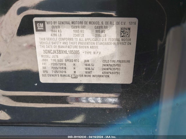 Chevrolet TRAX LS 2017 3GNCJKSBXHL185085 Image 9