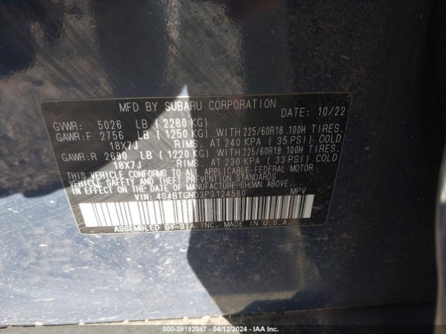 4S4BTGND3P3124580 Subaru Outback Limited Xt