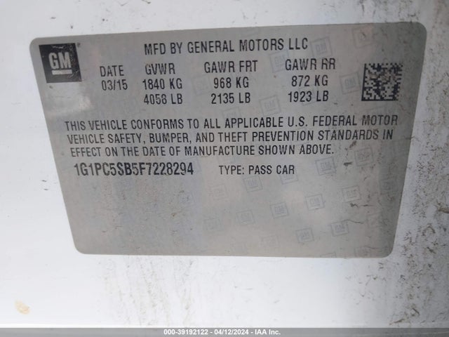 Chevrolet Cruze 1lt Auto 2015 1G1PC5SB5F7228294 Image 9