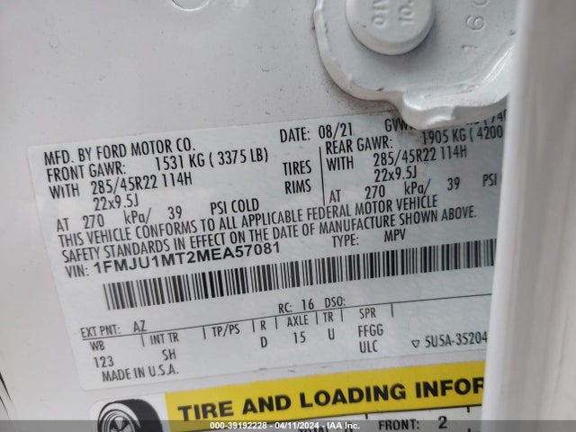 Ford Expedition Platinum 2021 1FMJU1MT2MEA57081 Image 9