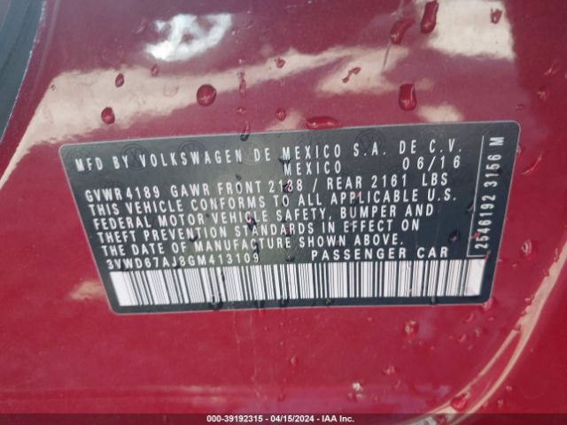 3VWD67AJ8GM413109 Volkswagen Jetta 1.4t Se