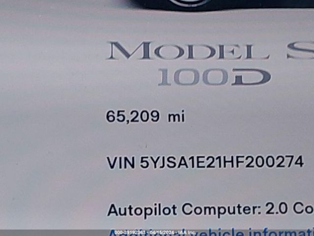 5YJSA1E21HF200274 Tesla Model S 100d/60d/75d/90d/p100d