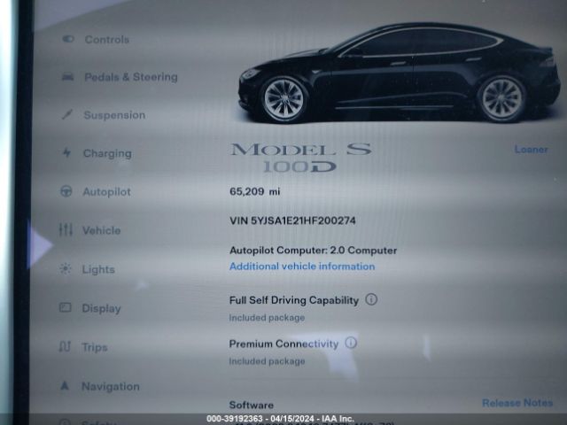5YJSA1E21HF200274 Tesla Model S 100d/60d/75d/90d/p100d