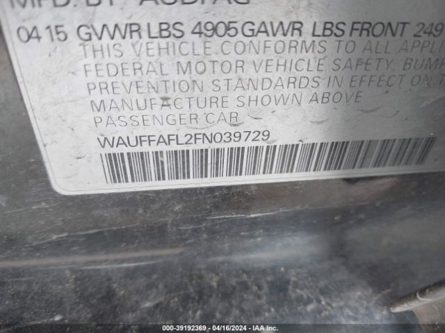 WAUFFAFL2FN039729 Audi A4 2.0t Premium