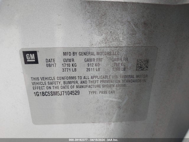 Chevrolet Cruze Ls Auto 2018 1G1BC5SM5J7104529 Image 9