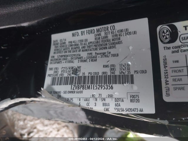 Ford Mustang V6 2014 1ZVBP8EM1E5295356 Image 9