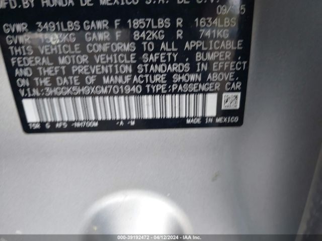 3HGGK5H9XGM701940 Honda Fit Ex-l