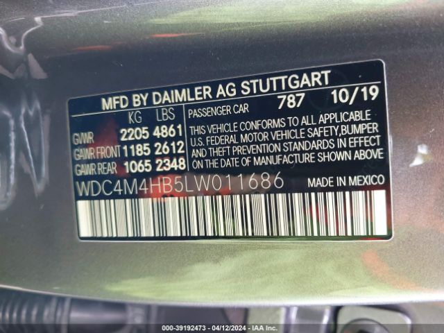 WDC4M4HB5LW011686 Mercedes-Benz Glb 250 4matic
