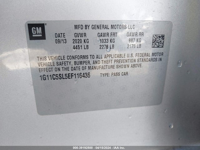 Chevrolet MALIBU 1LT 2014 1G11C5SL5EF116436 Image 9