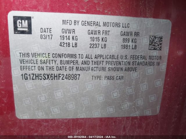 1G1ZH5SX6HF248987 Chevrolet Malibu Premier