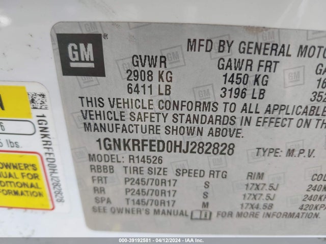Chevrolet Traverse Ls 2017 1GNKRFED0HJ282828 Image 9