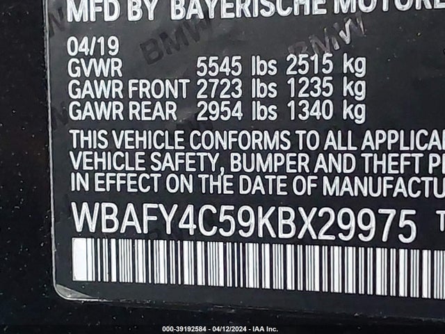 WBAFY4C59KBX29975 BMW M850i Xdrive