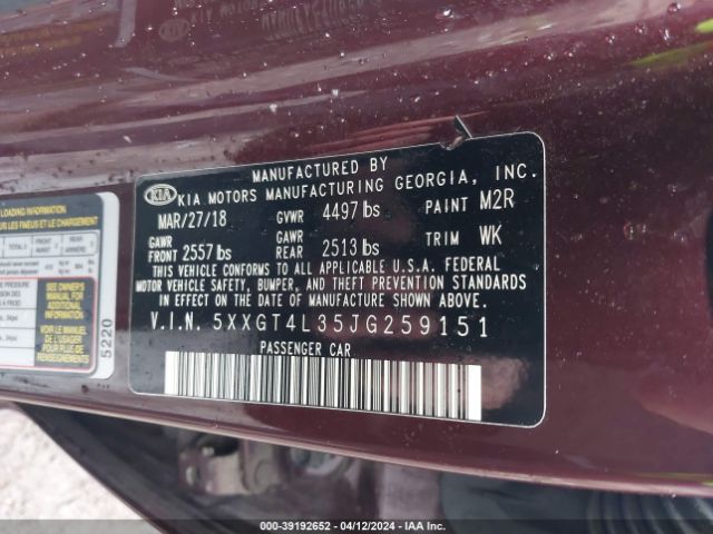 5XXGT4L35JG259151 KIA Optima Lx