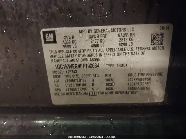 Chevrolet Silverado 2500hd Ltz 2015 1GC1KWEG4FF192634 Image 9