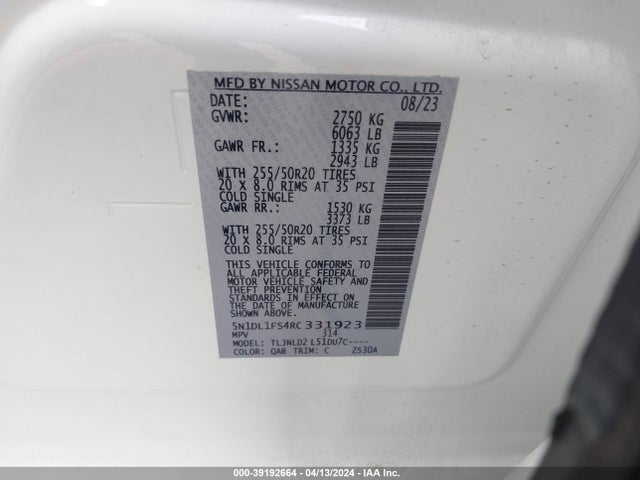 5N1DL1FS4RC331923 Infiniti Qx60 Luxe Awd
